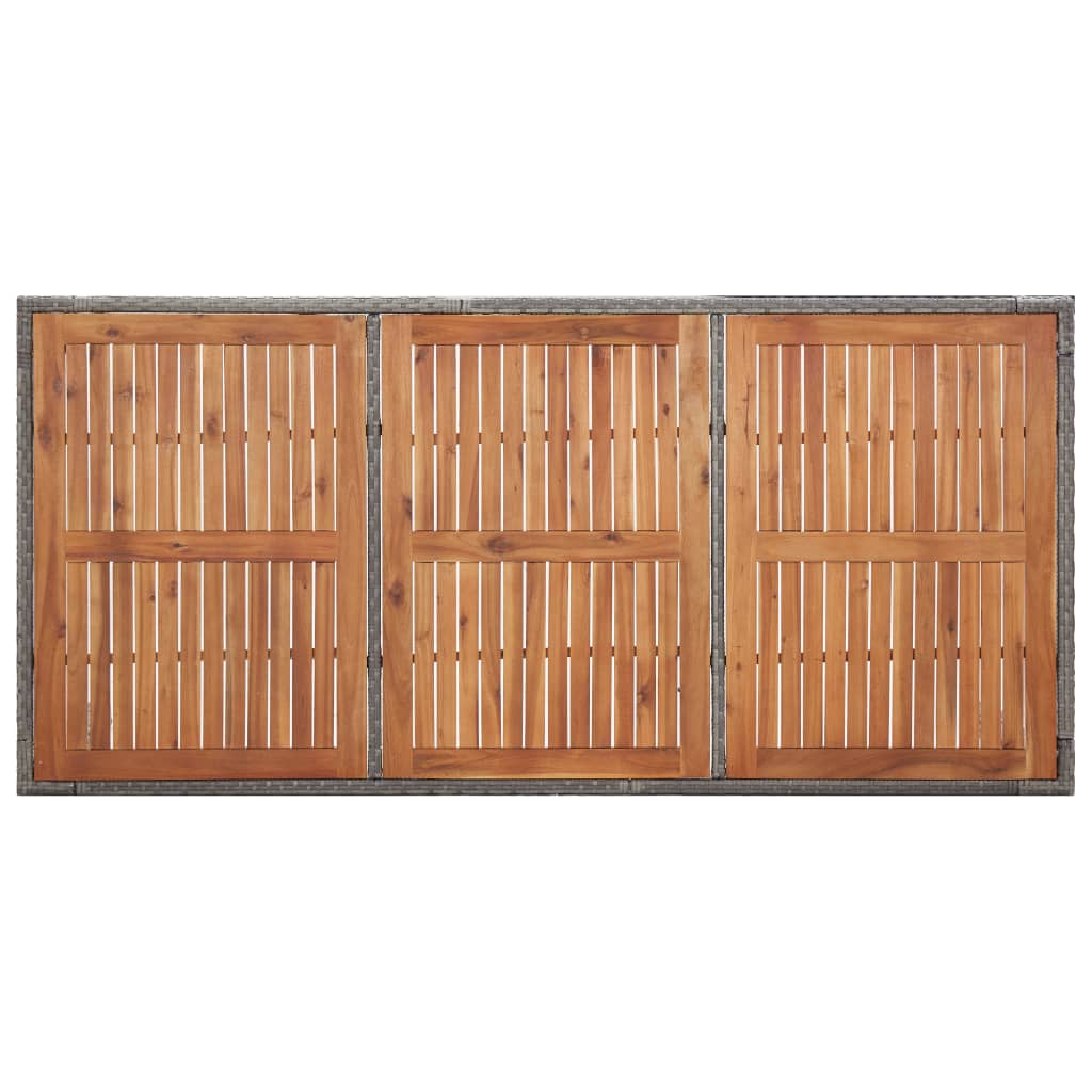 Gartentisch Grau 190x90x75 cm Poly Rattan und Akazie Massivholz